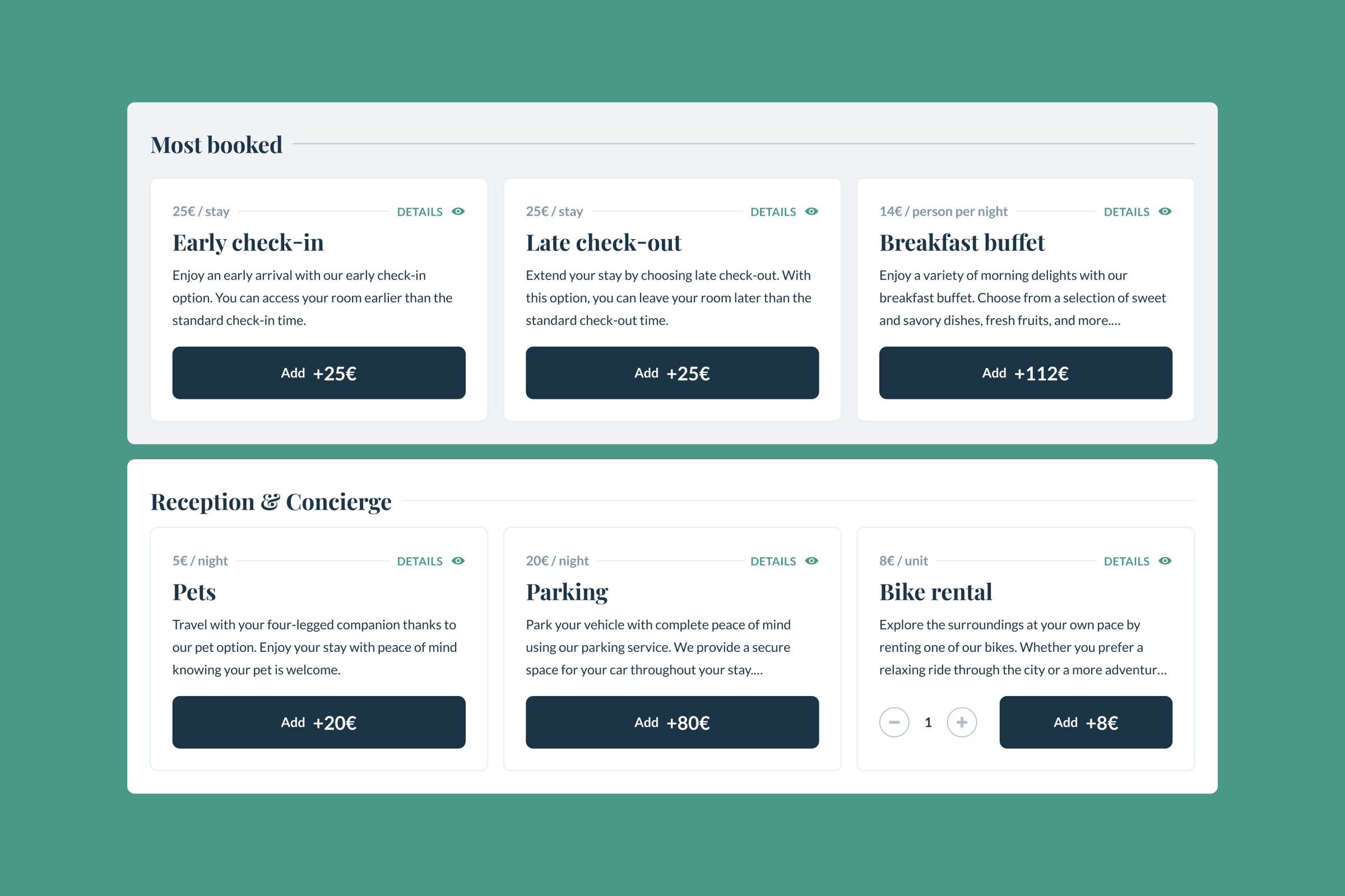 Advanced extras selection